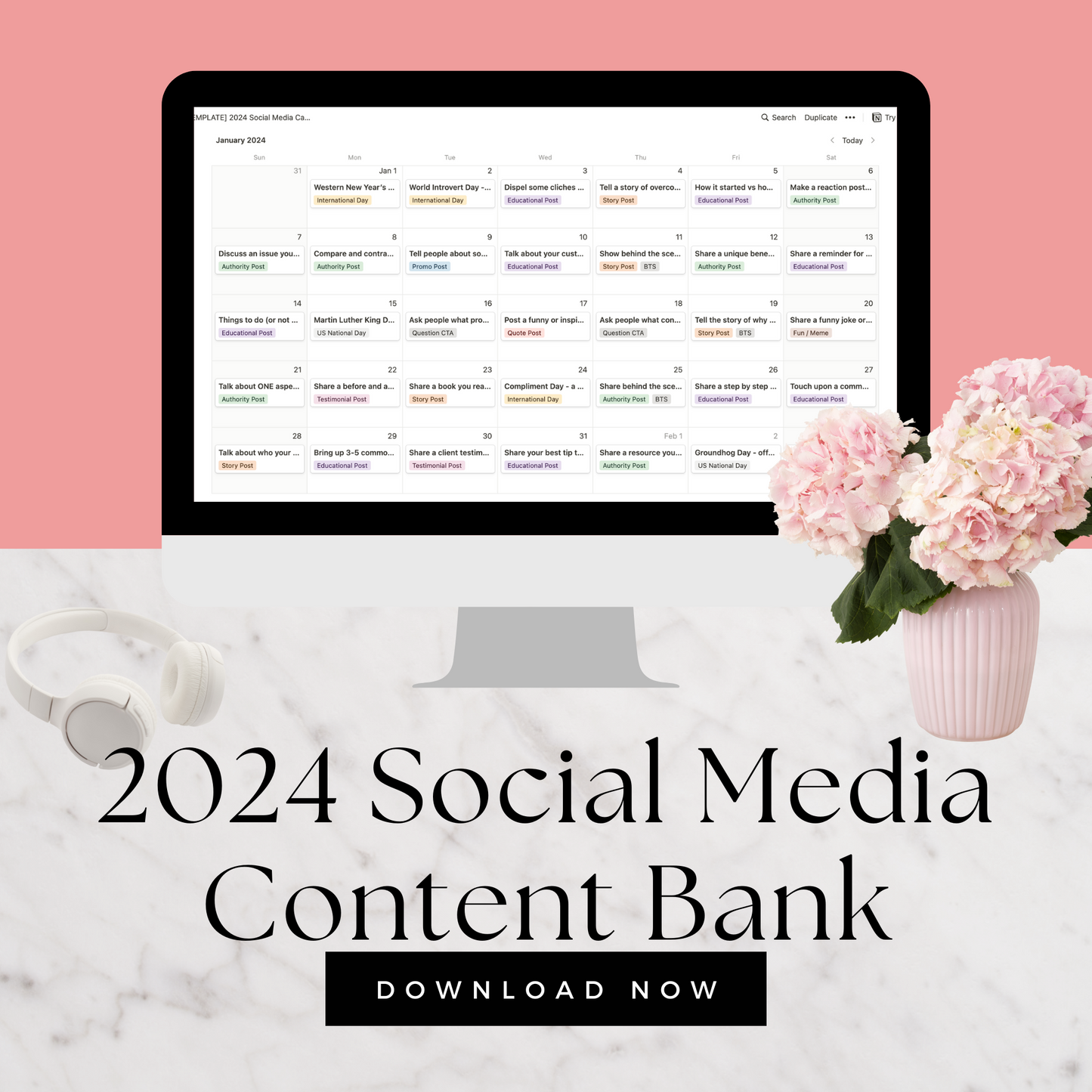 2024 Social Media Content Bank: 366 Days of Content